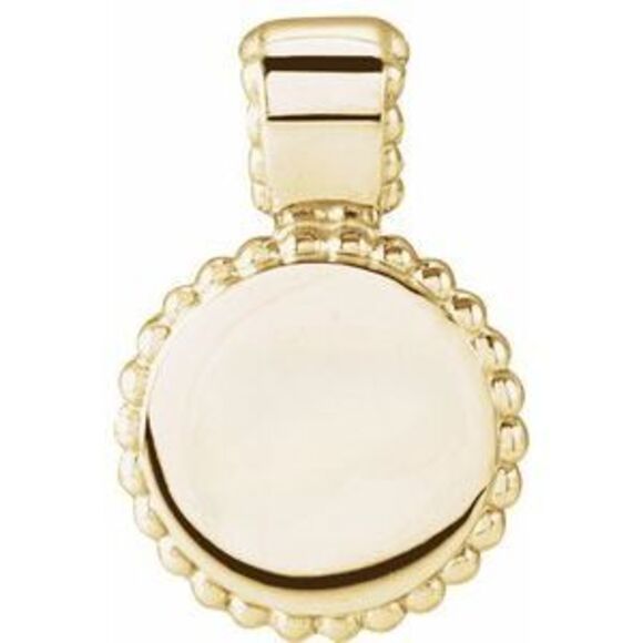 Kazi Luxury 14K Yellow Engravable Beaded Disc Pendant